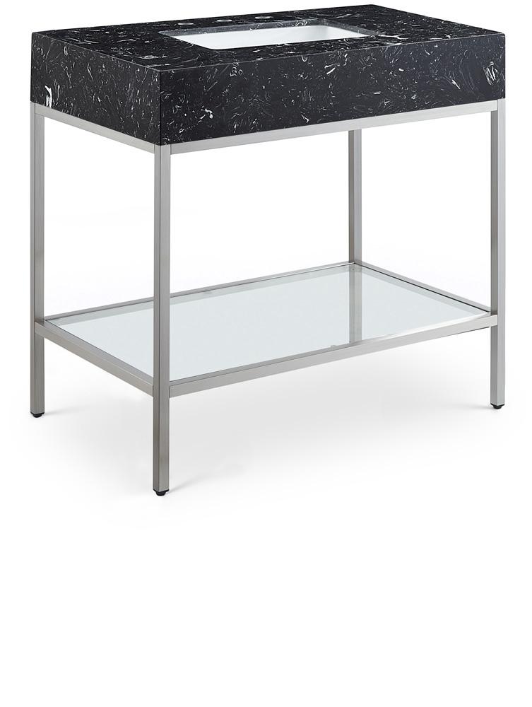 Meridian Furniture - Marmo Black Engineered Marble Bathroom Vanity - 408Black-36 veiw 1