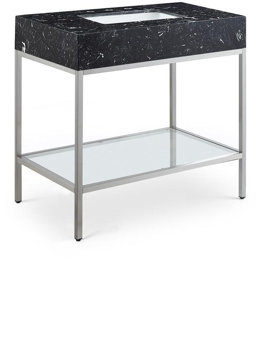 Meridian Furniture - Marmo Black Engineered Marble Bathroom Vanity - 408Black-36 veiw 1