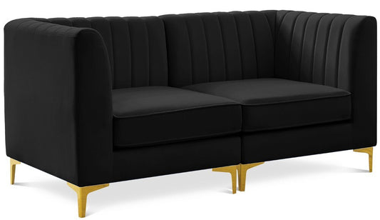 Meridian Furniture - Alina Black Velvet Modular Sofa - 2Pc - 604Black-S67 veiw 1