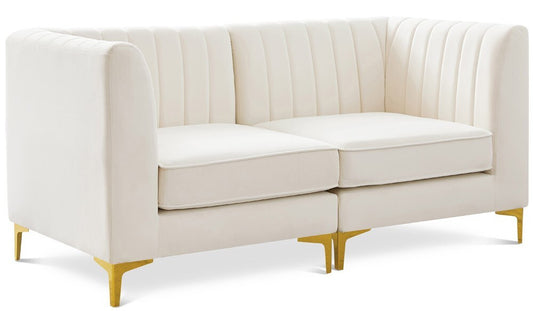 Meridian Furniture - Alina Cream Velvet Modular Sofa - 2Pc - 604Cream-S67 veiw 1