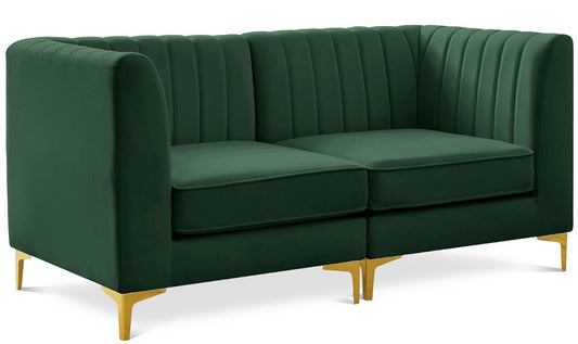 Meridian Furniture - Alina Green Velvet Modular Sectional - 2Pc - 604Green-S67 veiw 1