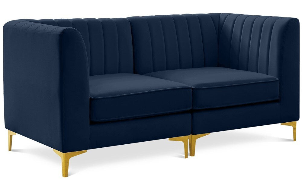 Meridian Furniture - Alina Navy Velvet Modular Sofa - 2Pc - 604Navy-S67 veiw 1