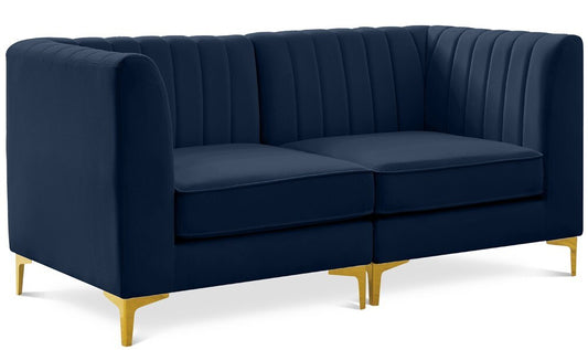 Meridian Furniture - Alina Navy Velvet Modular Sofa - 2Pc - 604Navy-S67 veiw 1