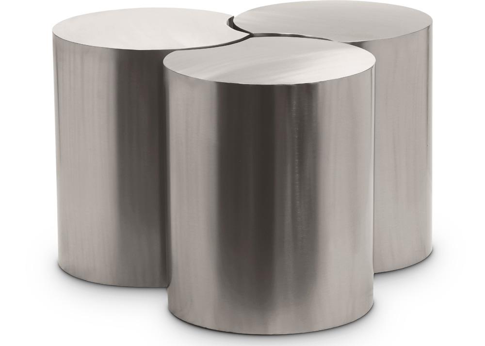 Meridian Furniture - Dimple Silver Coffee Table - 3Pc - 99081Silver-3C veiw 1