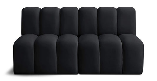 Meridian Furniture - Arc Black Velvet Modular Sofa - 2Pc - 103Black-S2A veiw 1