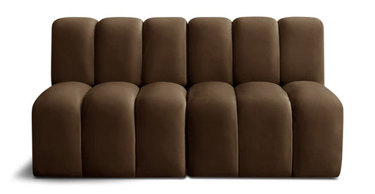 Meridian Furniture - Arc Brown Velvet Modular Sofa - 2Pc - 103Brown-S2A veiw 1