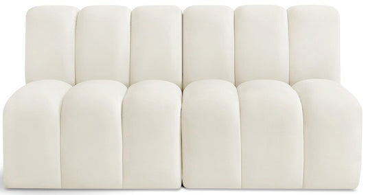 Meridian Furniture - Arc Cream Velvet Modular Sofa - 2Pc - 103Cream-S2A veiw 1