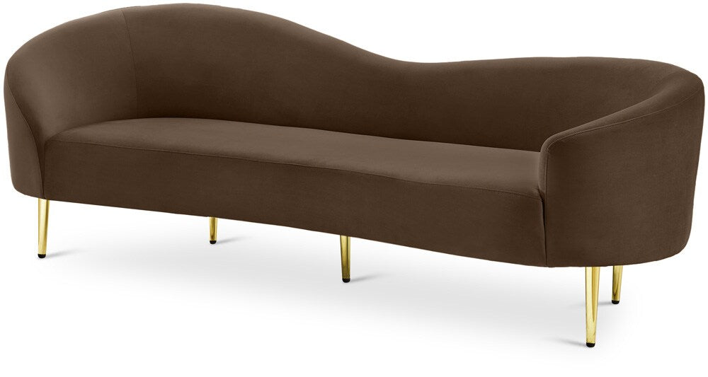 Meridian Furniture - Ritz Brown Velvet Sofa - 659Brown-S veiw 1