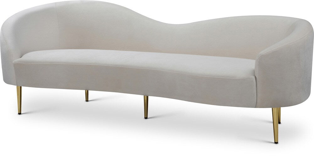 Meridian Furniture - Ritz Cream Velvet Sofa - 659Cream-S veiw 1