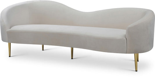 Meridian Furniture - Ritz Cream Velvet Sofa - 659Cream-S veiw 1