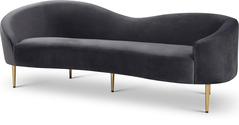 Meridian Furniture - Ritz Grey Velvet Sofa - 659Grey-S veiw 1