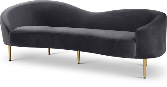 Meridian Furniture - Ritz Grey Velvet Sofa - 659Grey-S veiw 1