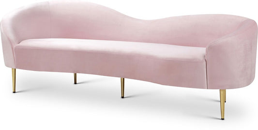 Meridian Furniture - Ritz Pink Velvet Sofa - 659Pink-S veiw 1