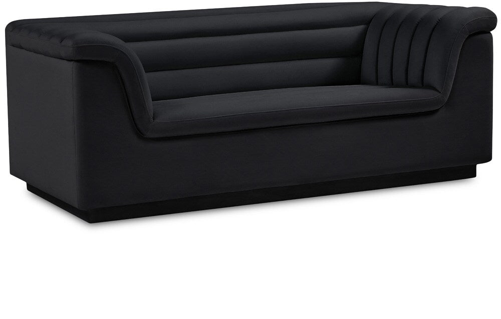 Meridian Furniture - Cascade Black Velvet Fabric Loveseat - 192Black-L veiw 1
