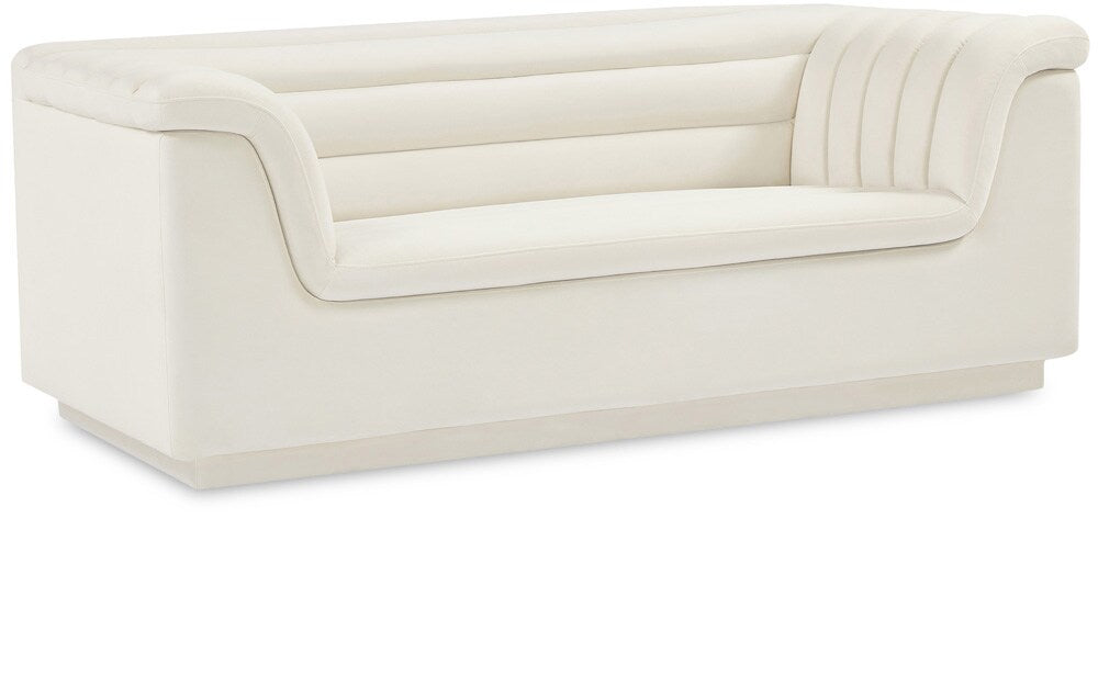 Meridian Furniture - Cascade Cream Velvet Fabric Loveseat - 192Cream-L veiw 1