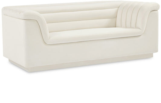 Meridian Furniture - Cascade Cream Velvet Fabric Loveseat - 192Cream-L veiw 1