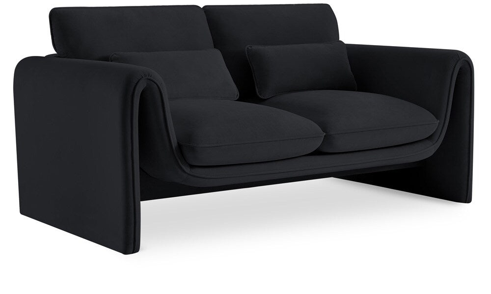 Meridian Furniture - Sloan Black Velvet Fabric Loveseat - 199Black-L veiw 1