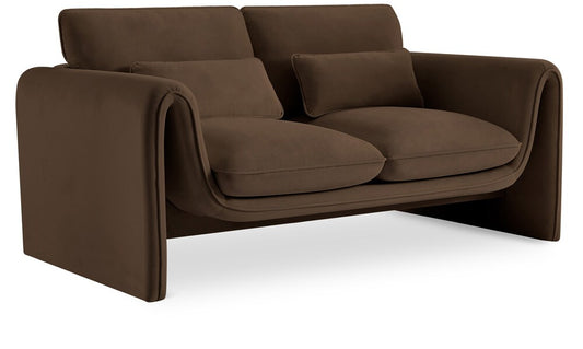 Meridian Furniture - Sloan Brown Velvet Fabric Loveseat - 199Brown-L veiw 1