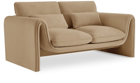 Meridian Furniture - Sloan Camel Velvet Fabric Loveseat - 199Camel-L veiw 1
