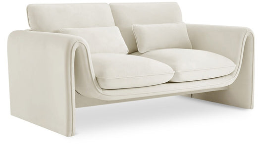 Meridian Furniture - Sloan Cream Velvet Fabric Loveseat - 199Cream-L veiw 1