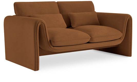Meridian Furniture - Sloan Saddle Velvet Fabric Loveseat - 199Saddle-L veiw 1