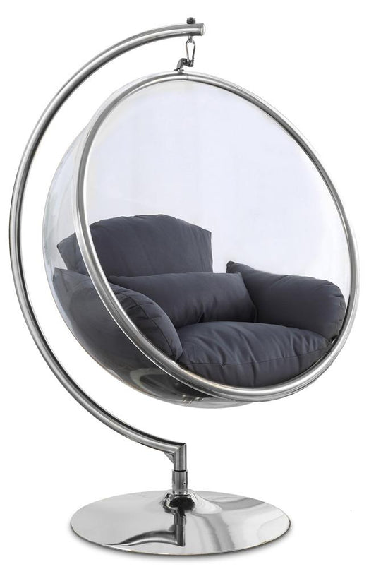 Meridian Furniture - Luna Grey Durable Fabric Acrylic Swing Chair - 507Grey veiw 1