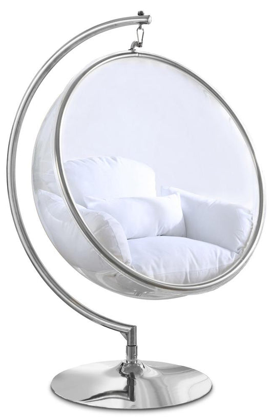 Meridian Furniture - Luna White Durable Fabric Acrylic Swing Chair - 507White veiw 1