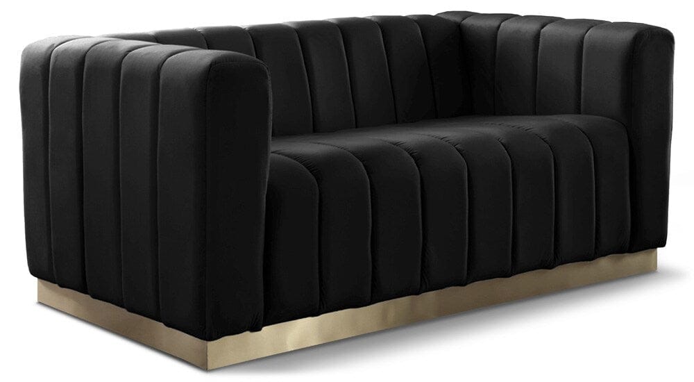 Meridian Furniture - Marlon Black Velvet Loveseat - 603Black-L veiw 1