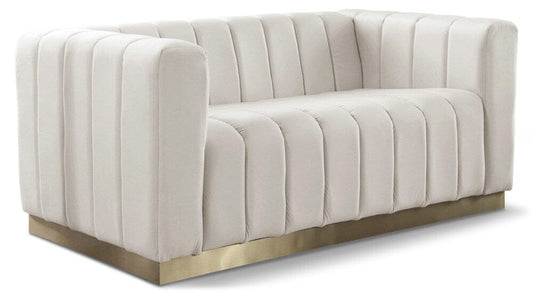 Meridian Furniture - Marlon Cream Velvet Loveseat - 603Cream-L veiw 1