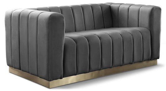 Meridian Furniture - Marlon Grey Velvet Loveseat - 603Grey-L veiw 1