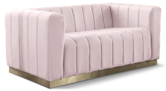 Meridian Furniture - Marlon Pink Velvet Loveseat - 603Pink-L veiw 1