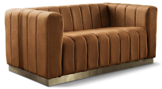 Meridian Furniture - Marlon Saddle Velvet Loveseat - 603Saddle-L veiw 1