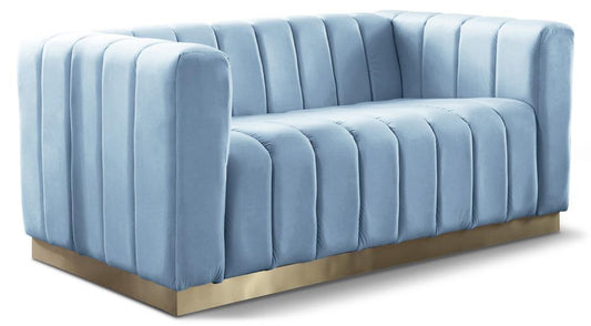 Meridian Furniture - Marlon Sky Blue Velvet Loveseat - 603SkyBlu-L veiw 1