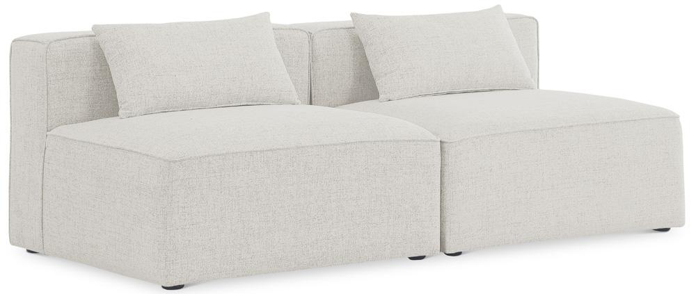 Meridian Furniture - Cube Cream Durable Linen Textured Modular Sofa - 2Pc - 630Cream-S72A veiw 1