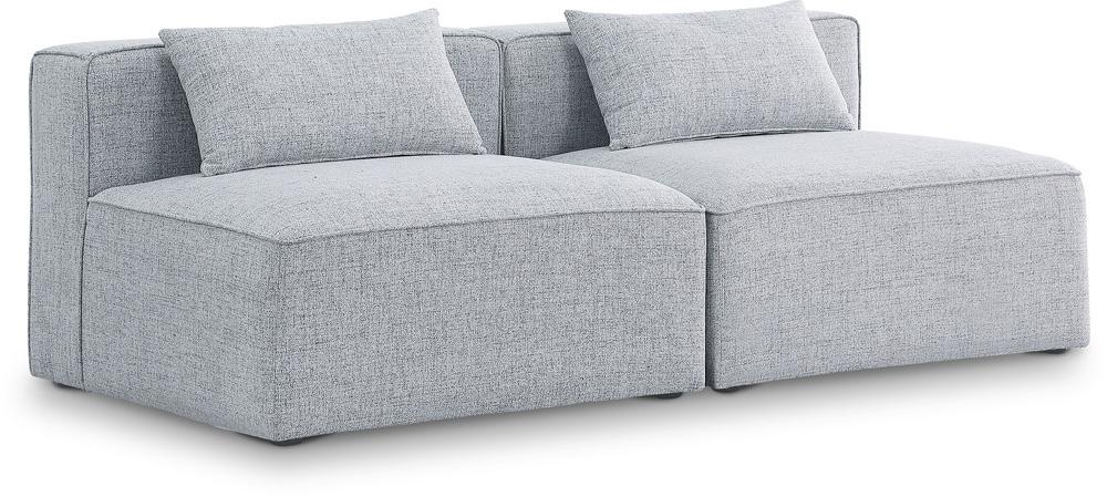 Meridian Furniture - Cube Grey Durable Linen Textured Modular Sofa - 2Pc - 630Grey-S72A veiw 1