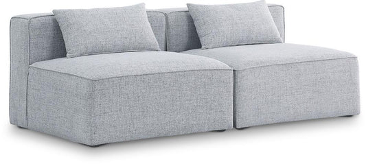 Meridian Furniture - Cube Grey Durable Linen Textured Modular Sofa - 2Pc - 630Grey-S72A veiw 1