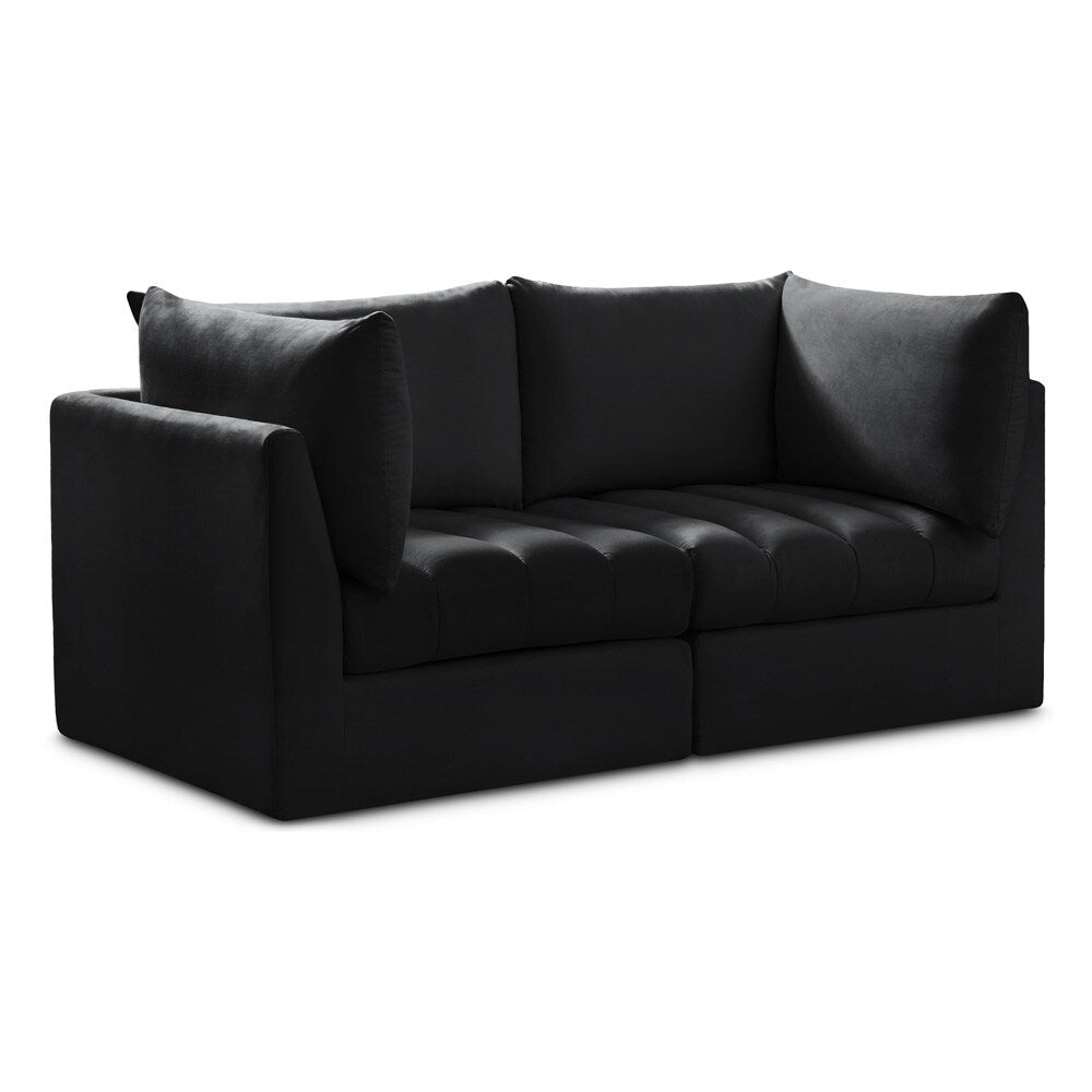 Meridian Furniture - Jacob Black Velvet Modular Sofa - 2Pc - 649Black-S66 veiw 1