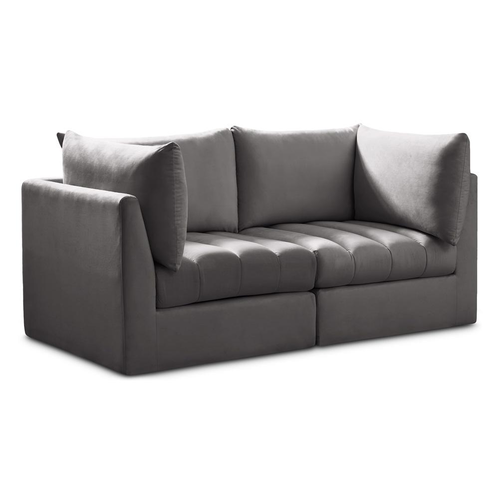 Meridian Furniture - Jacob Grey Velvet Modular Sofa - 2Pc - 649Grey-S66 veiw 1