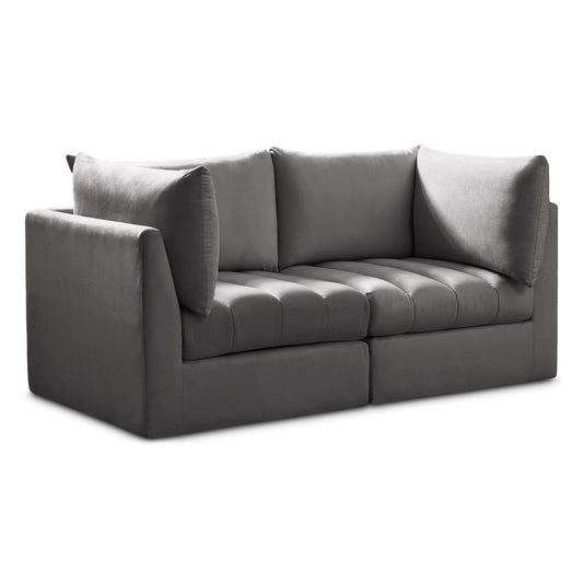 Meridian Furniture - Jacob Grey Velvet Modular Sofa - 2Pc - 649Grey-S66 veiw 1