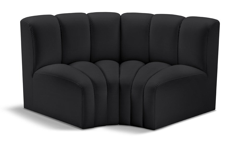 Meridian Furniture - Arc Black Vegan Leather Modular Sofa - 2Pc - 101Black-S2B veiw 1