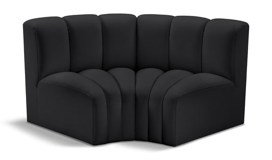 Meridian Furniture - Arc Black Vegan Leather Modular Sofa - 2Pc - 101Black-S2B veiw 1