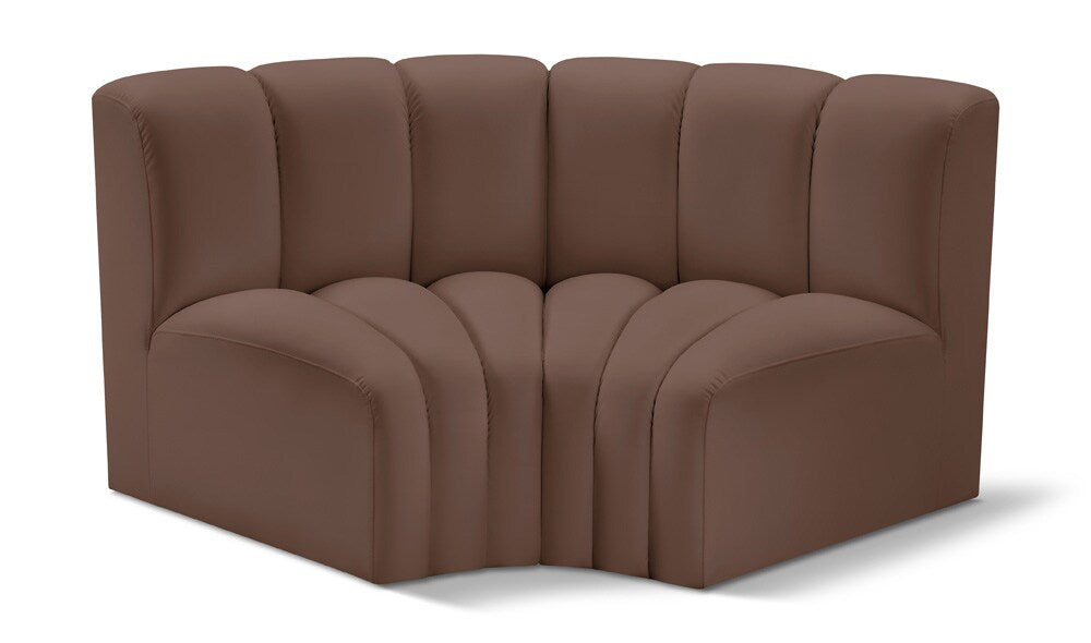 Meridian Furniture - Arc Brown Vegan Leather Modular Sofa - 2Pc - 101Brown-S2B veiw 1