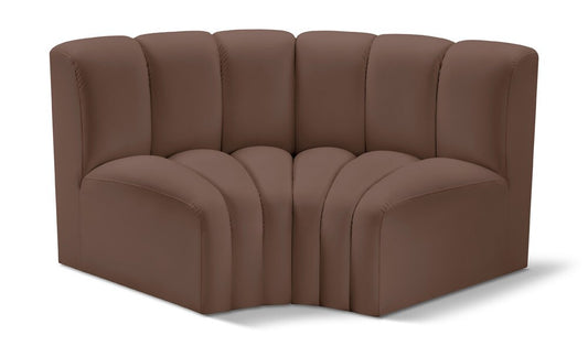 Meridian Furniture - Arc Brown Vegan Leather Modular Sofa - 2Pc - 101Brown-S2B veiw 1