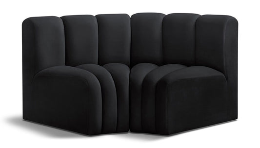 Meridian Furniture - Arc Black Velvet Modular Sofa - 2Pc - 103Black-S2B veiw 1