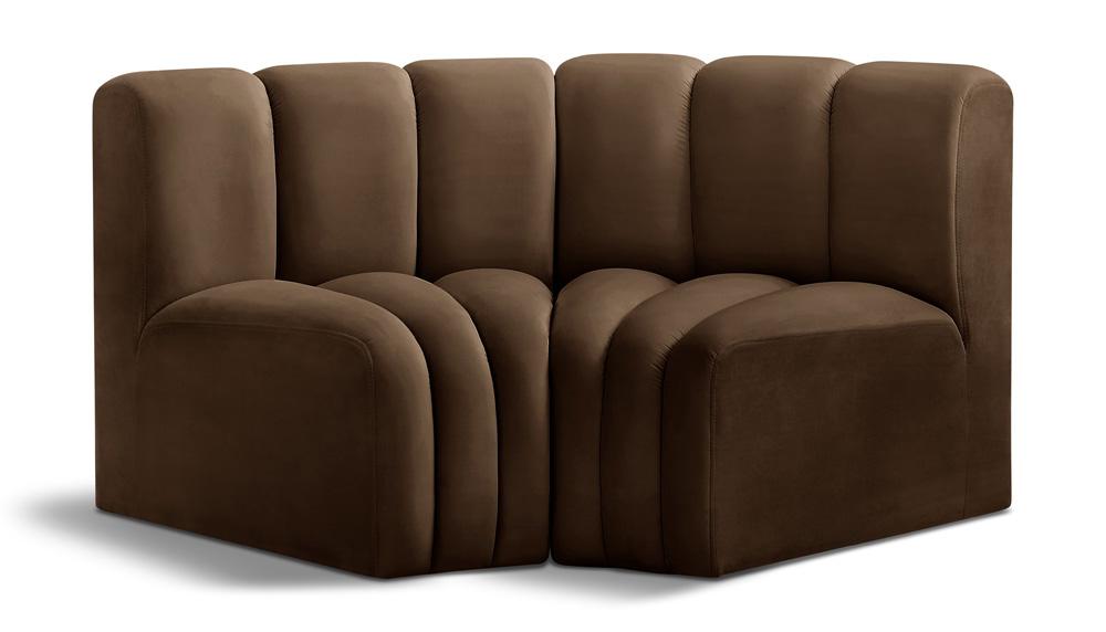 Meridian Furniture - Arc Brown Velvet Modular Sofa - 2Pc - 103Brown-S2B veiw 1