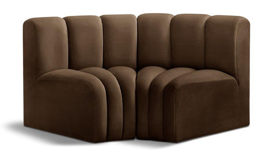 Meridian Furniture - Arc Brown Velvet Modular Sofa - 2Pc - 103Brown-S2B veiw 1