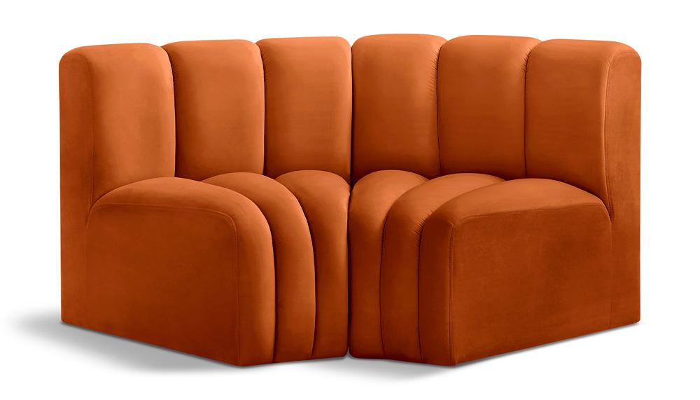 Meridian Furniture - Arc Cognac Velvet Modular Sofa - 2Pc - 103Cognac-S2B veiw 1