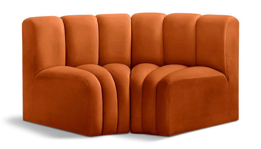 Meridian Furniture - Arc Cognac Velvet Modular Sofa - 2Pc - 103Cognac-S2B veiw 1