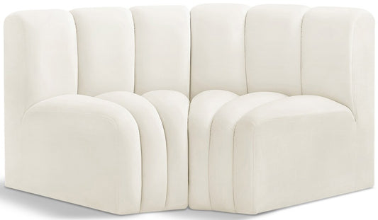 Meridian Furniture - Arc Cream Velvet Modular Sofa - 2Pc - 103Cream-S2B veiw 1