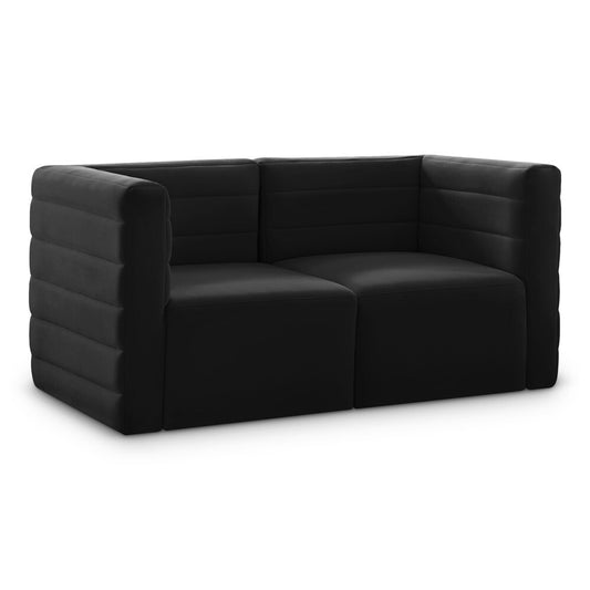 Meridian Furniture - Quincy Black Velvet Modular Sofa - 2Pc - 677Black-S63 veiw 1